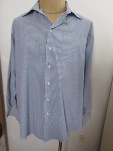 NAUTICA, MEN'S BLUE/WHITE COTTON LONG SLEEVED DRESS SHIRT W/POCKET, SIZE 17.5 - Picture 1 of 7