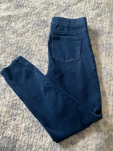 SPANX Jean-ish Ankle Leggings Size Medium Dark Blue Denim w/ shaping panel - Picture 1 of 9