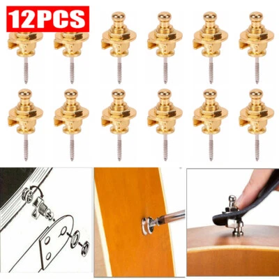 Pacote com 12 botões de trava de alça de cabeça redonda para peças de estilo baixo de guitarra EUA AH9 - Imagem 1 de 4