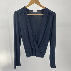 Valentino Roma Navy Cross Over Vintage Blouse Top Sz 40 UK 8 - Picture 1 of 11