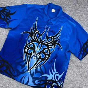 Vintage No Boundaries Shirt Mens XL Camp Button Up Polyester Asian Y2K Tribal - Picture 1 of 8