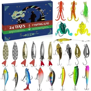 Calendario de Adviento de Pesca 2025 Adultos Hombres Adolescentes Niños, 24 Días Señuelos de Pesca Chris... - Imagen 1 de 7