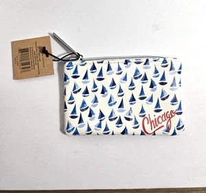 Starbucks Chicago Card Holder Zip Pouch Coin Purse Blue Sailboats - Neu mit Etikett - Bild 1 von 2