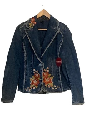 Chaqueta Kikit Jeans Denim Floral Bordada | Talla Med Nueva Con Etiquetas Foto 1 de 4