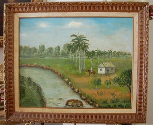 DE COLECCIÓN ENMARCADO ÓLEO PALMERAS REALES, RÍO Y BOHIO CUBA PAISAJISTA ARTISTA E. MÉNDEZ CAPOTE - Imagen 1 de 24