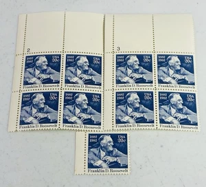 1982 20c Franklin Roosevelt Mint Stamp Plate Block #1950 -9 total stamps - Picture 1 of 4