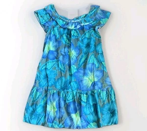 Hilo Hattie Hawaiian Dress Women’s Size Large Blue Floral Tropical Luau Cruise - Picture 1 of 10