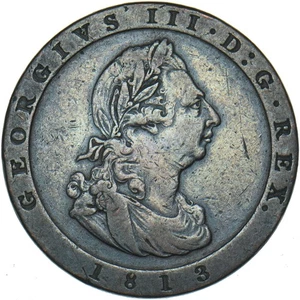 1813 Isle Of Man Penny - George III Copper Coin - Nice - Picture 1 of 2