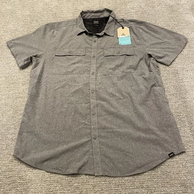 prAna Lost Sol Shirt Mens Large Grey Short Sleeve Button Up UPF 50+ Lightweight - Image 1 of 4