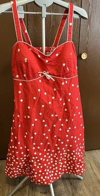 R&K White & Red Polka Dot A-Line Sleeveless Retro Sun Dress Zip Closure Size 18 - Image 1 of 3