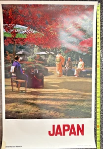 Póster de viaje vintage de la ceremonia del té de Japón Nodate de los años 70 arce japonés - Imagen 1 de 9