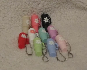 Mini Cup Key chains Choose Your Color(s) Soft Multi-Color Floral Design Lightwei - Picture 1 of 3