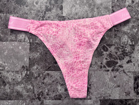 NWT VICTORIA'S SECRET PINK OMBRE LEOPARD THICK LOGO SIDE STRAP THONG PANTIES