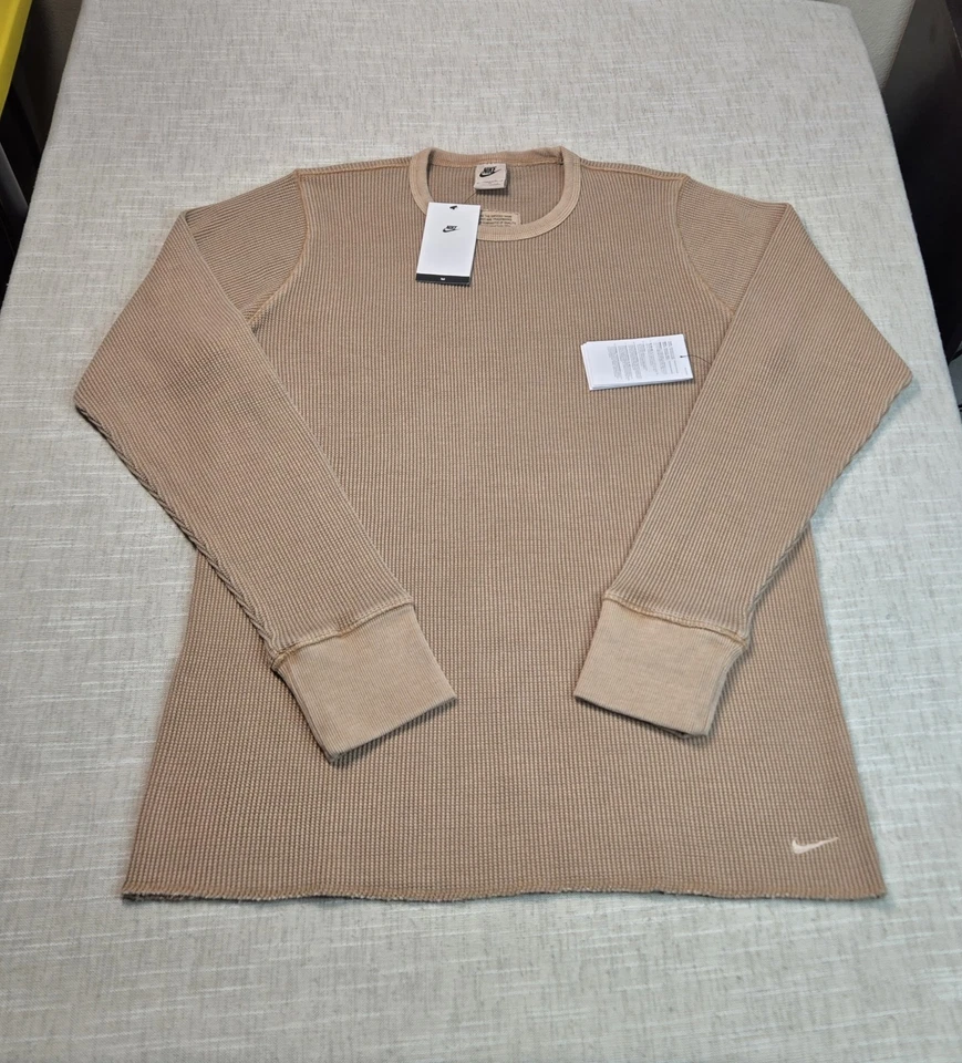 Nike Life Men’s Heavyweight Waffle Long-Sleeve Top Tan Large FZ6579-029