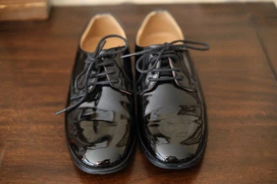 Tip Top Boys Size 1 Black Patent Leather Dress Shoes Formal Oxford Excellent Con - Image 1 of 4