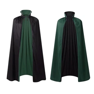 Stand Collar with Hood Reversible Cloak Masquerade Cape Costume, Black and Re... - Picture 1 of 7