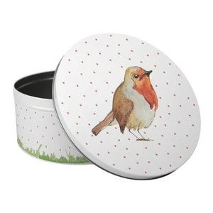 Robins Large Cake Tin - Rhiannon Chauncey Round Metal Storage Gifts for Baking - Picture 1 of 5