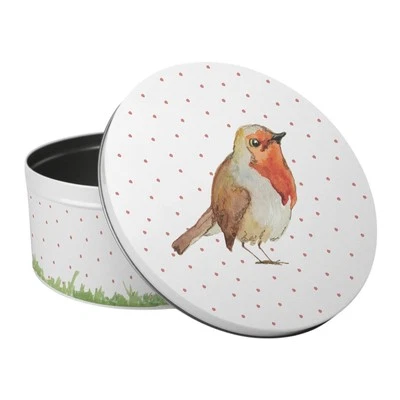 Robins Large Cake Tin - Rhiannon Chauncey Round Metal Storage Gifts for Baking - Image 1 of 4