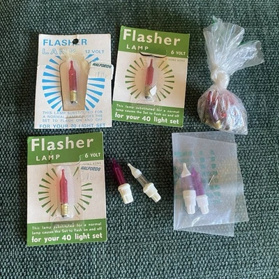 Vintage Christmas Tree Lights Screw In & Push Bulbs & Flasher Bulbs Lamps 12V 6V - Image 1 of 4