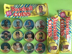 1989 Topps Baseball Münzen ungeöffnete Packungen (3) plus 12 Münzen HOF - Bild 1 von 1