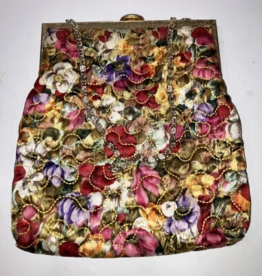 VTG Delill Quilted Floral Purse Foto 1 de 4