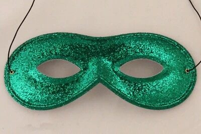 Green Glitter Eye Mask Superhero Fancy Dress Masquerade Costume Accessory - Image 1 of 4