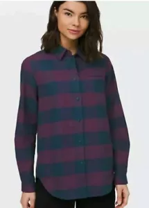 Lululemon Women's Size 2 Full Day Ahead Flannel Shirt Blue Purple Plaid NWT SO - Picture 1 of 2