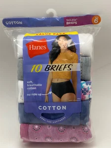 S29 Hanes Womens 10-Pack Cotton Briefs Underwear Panties Colors & Prints Size 6 - Picture 1 of 3