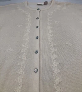 CC Hughes NWT Long Sleeve Sweater Cardigan Size26W Cream/ Beige Embroidered - Picture 1 of 8
