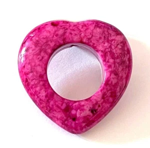 34mm Rain Flower Stone Fuchsia Frame Heart Shape Pendant Bead - Picture 1 of 4