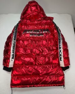 Chaqueta acolchada roja Rockstar Original 2XL bordada con capucha deletreada en las mangas - Imagen 1 de 17