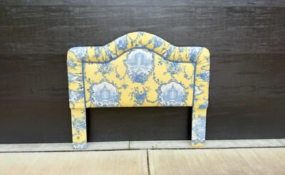 Toile De Joie Upholstered French Cottage Bed Headboard Full/Queen - Image 1 of 4