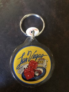 Vintage Las Vegas Acrylic  Casino Souvenir Keychain Dice Cards Roulette NOS