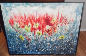 Original Large Mid Century Modern Abstract Impressionist Signed Painting 1974 - Picture 1 of 7