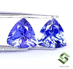 7x7 mm Zertifiziert Natürlicher Tansanit Billionen Schnitt Paar 2,21 CTS Facettierte Lose Edelsteine - Bild 1 von 6