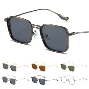 Vintage Steampunk Square Sunglasses Retro Hipster Eyewear Metal Frame Sun Shades - Picture 1 of 26