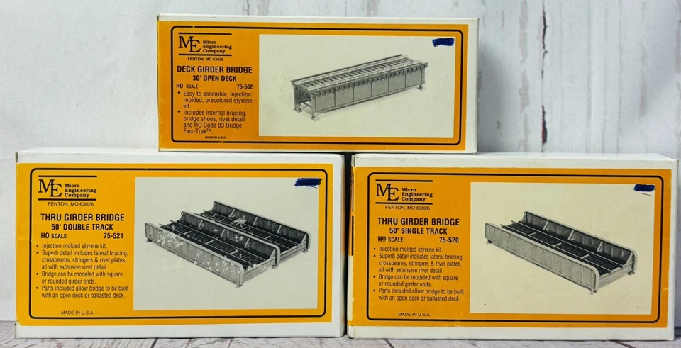 Lot Of 3 Micro Engineering Company Girder Bridge 75-520, 75-521 & 75-502 NEW - Image 1 of 4