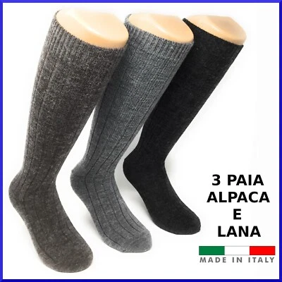 3 paia di calze in ALPACA lana lunghe da uomo donna calzini invernali termiche  - Immagine 1 di 4