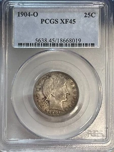 1904-O Barber Quarter PCGS XF45 Cert# 18668019 - Picture 1 of 4