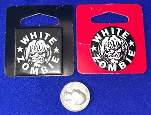 LOTE-(2) Vintage 1994 White Zombie (Rob) BOTÓN/PINBACK/PIN/INSIGNIA Oficial - Imagen 1 de 1