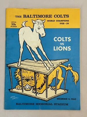 Original Baltimore Colts Detroit Lions 1960 Game Program Memorial Stadium - Image 1 of 4
