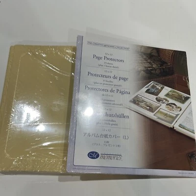 Álbum amarillo Creative Memories 12 x 12 estilo antiguo lámina dorada y protectores de página Foto 1 de 4