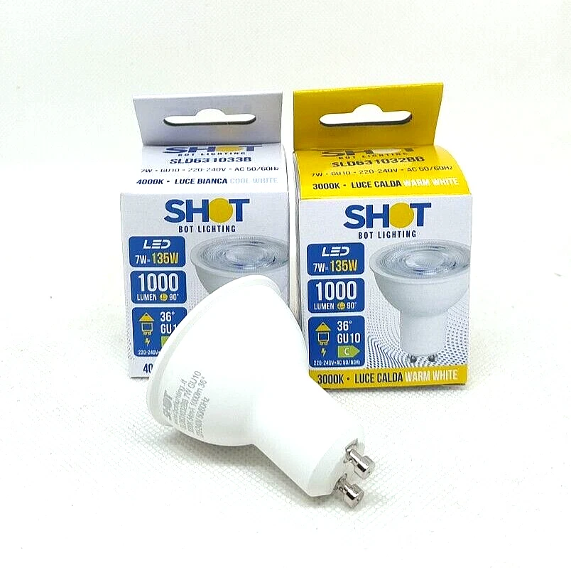 Lampadina LED SHOT BOTL LIGHTING GU10 Faretto 7W 1000 Lumen 36° Calda Bianca - Immagine 1 di 1