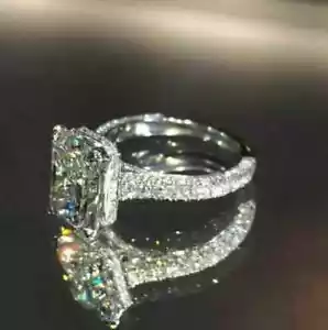 5.00 Ct Radiant Cut Moissanite Solitaire Engagement Ring 14K White Gold Plated - Picture 1 of 6