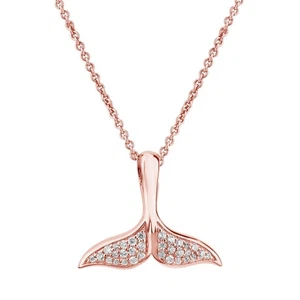 Sparkling Whale Tail Necklace 0.14ct Moissanite Sea Pendant 14k Gold Plated 925 - Imagen 1 de 6