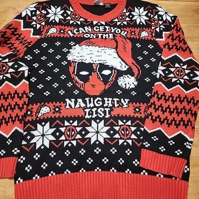 Suéter de Navidad Marvel Deadpool Para Hombre Grande Negro Feo Foto 1 de 4