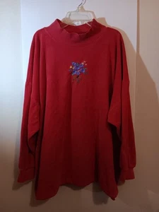 Suéter Pullover Rojo Umbranded, Para Mujer Talla Grande 3X, Floral Bordado Usado en Excelente Condición - Imagen 1 de 5