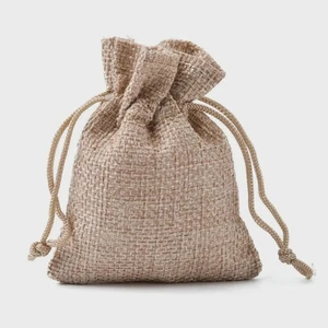 Small Drawstring Burlap Jute Hessian Gift Pouch Bags For Weddings / Christmas - Picture 1 of 2