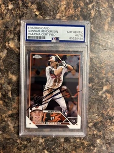 Gunnar Henderson Signed 2023 Topps Chrome RC IP Auto PSA/DNA Baltimore Orioles  - Picture 1 of 2