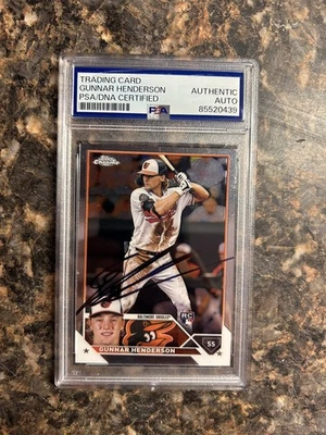 Gunnar Henderson Signed 2023 Topps Chrome RC IP Auto PSA/DNA Baltimore Orioles  - Image 1 of 2